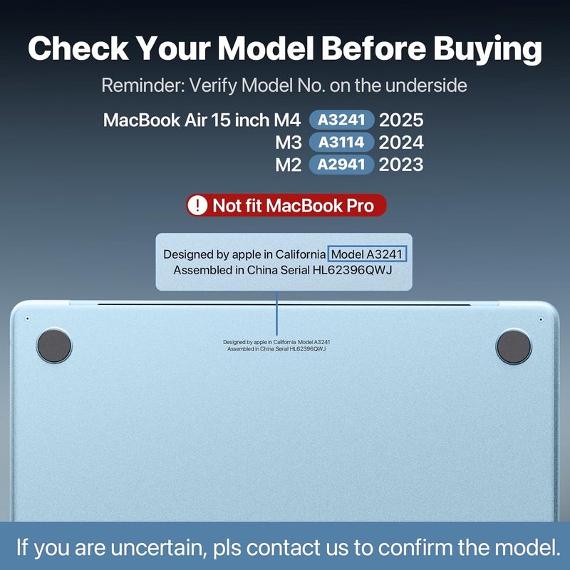 soonjet غطاء لجهاز MacBook Air مقاس 15 بوصة M4 M3 M2 2025 2024 2023 [100% شفاف للغاية] [يتفوق على الجمال الطبيعي] غلاف صلب لجهاز الكمبيوتر المحمول A3241 A3114 A2941 - شفاف كريستالي - Image 3